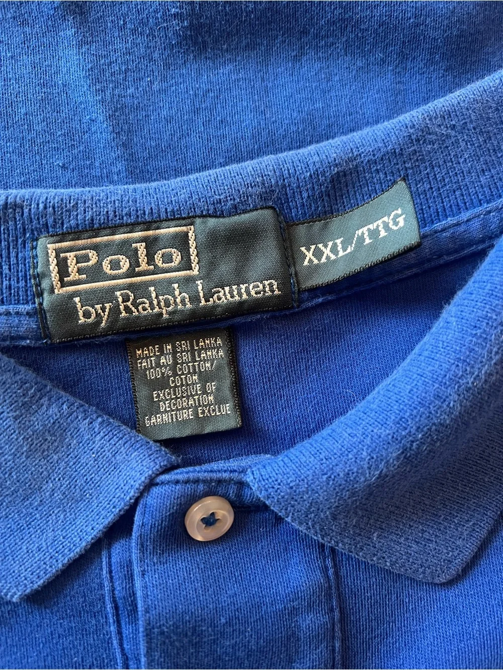 Vintage Polo Ralph Lauren Blue Polo Shirt Mens XXL Red Pony Short Sleeve